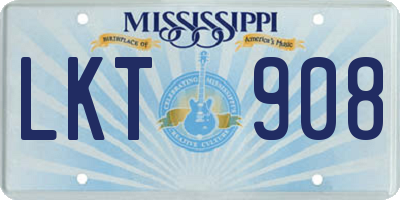 MS license plate LKT908