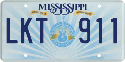 MS license plate LKT911