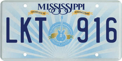MS license plate LKT916