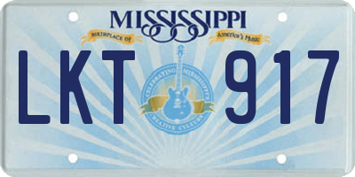 MS license plate LKT917