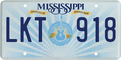 MS license plate LKT918