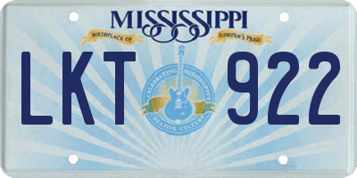 MS license plate LKT922