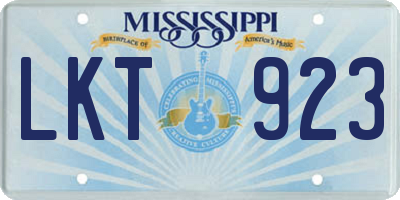 MS license plate LKT923