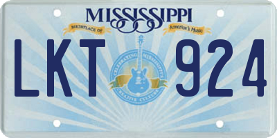 MS license plate LKT924