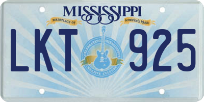MS license plate LKT925