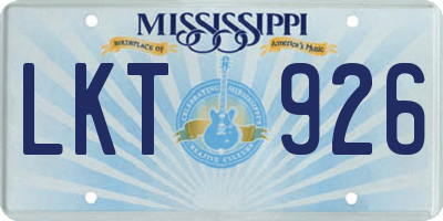 MS license plate LKT926