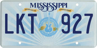MS license plate LKT927