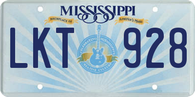 MS license plate LKT928