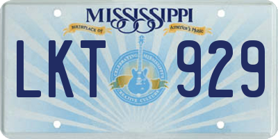MS license plate LKT929