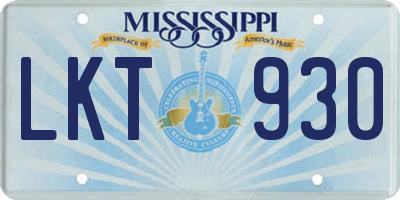 MS license plate LKT930