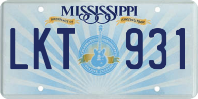 MS license plate LKT931