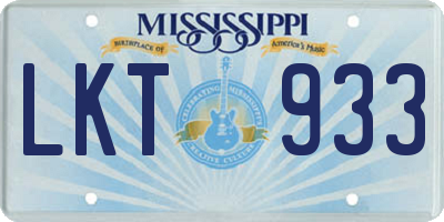 MS license plate LKT933
