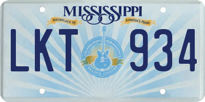 MS license plate LKT934