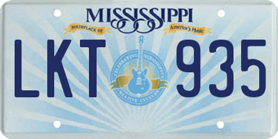 MS license plate LKT935