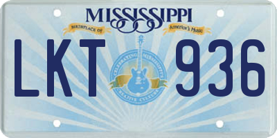 MS license plate LKT936