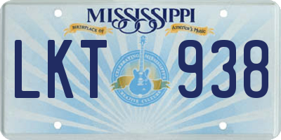 MS license plate LKT938