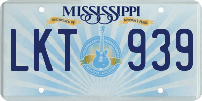MS license plate LKT939