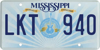 MS license plate LKT940
