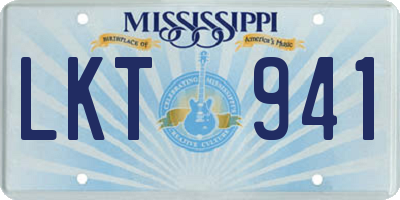 MS license plate LKT941
