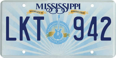 MS license plate LKT942