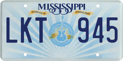MS license plate LKT945