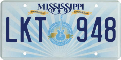 MS license plate LKT948