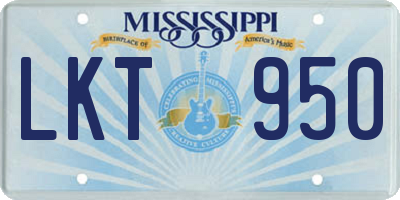 MS license plate LKT950