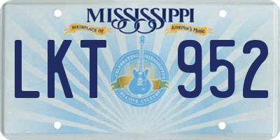 MS license plate LKT952
