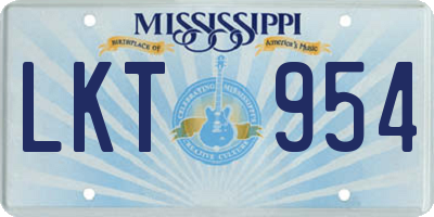 MS license plate LKT954