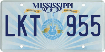 MS license plate LKT955