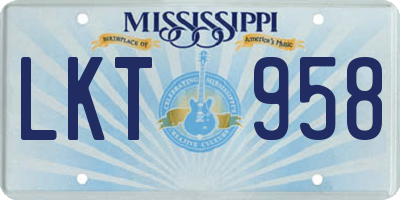 MS license plate LKT958
