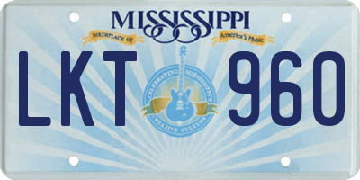 MS license plate LKT960