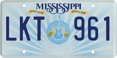 MS license plate LKT961