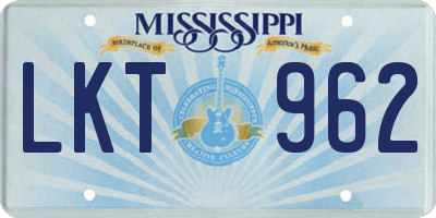 MS license plate LKT962