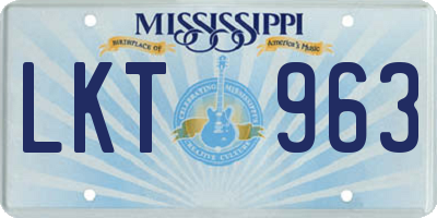 MS license plate LKT963