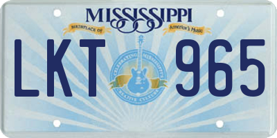 MS license plate LKT965