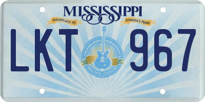 MS license plate LKT967