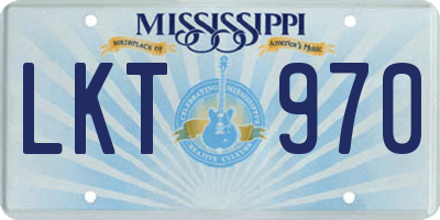 MS license plate LKT970