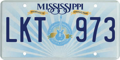 MS license plate LKT973