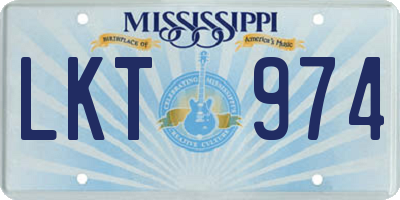 MS license plate LKT974