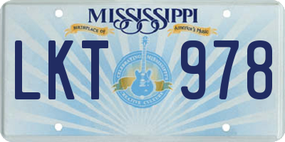 MS license plate LKT978