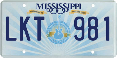 MS license plate LKT981