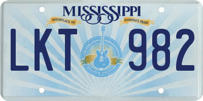 MS license plate LKT982