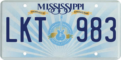 MS license plate LKT983