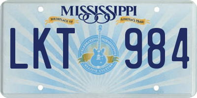 MS license plate LKT984