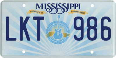 MS license plate LKT986