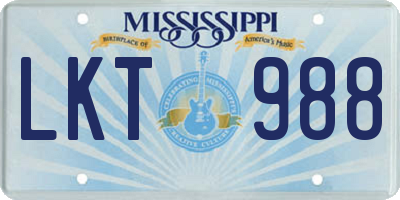 MS license plate LKT988
