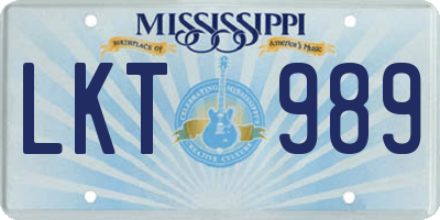 MS license plate LKT989