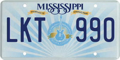 MS license plate LKT990