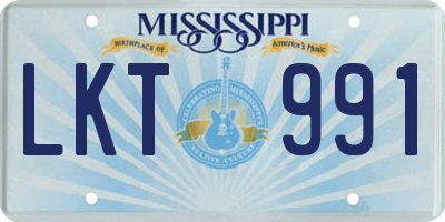 MS license plate LKT991